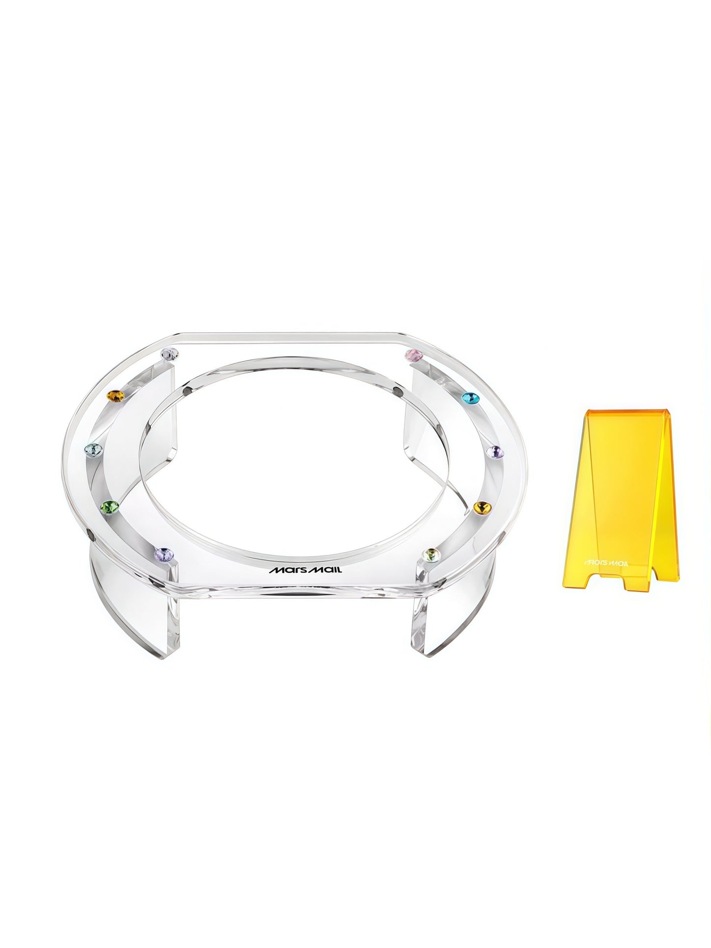Crystal-Accent Acrylic Elevated Bowl Stand