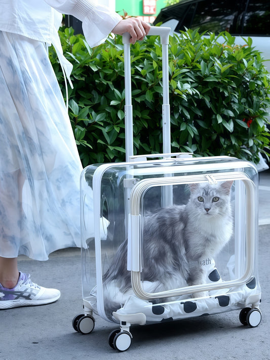 Clear PC Pet Travel Rolling Carrier