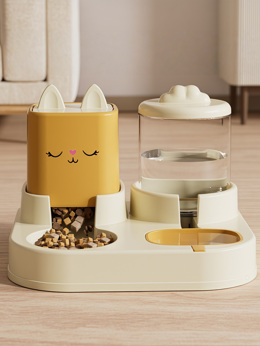 Cute Dual Pet Feeder & Water Dispenser