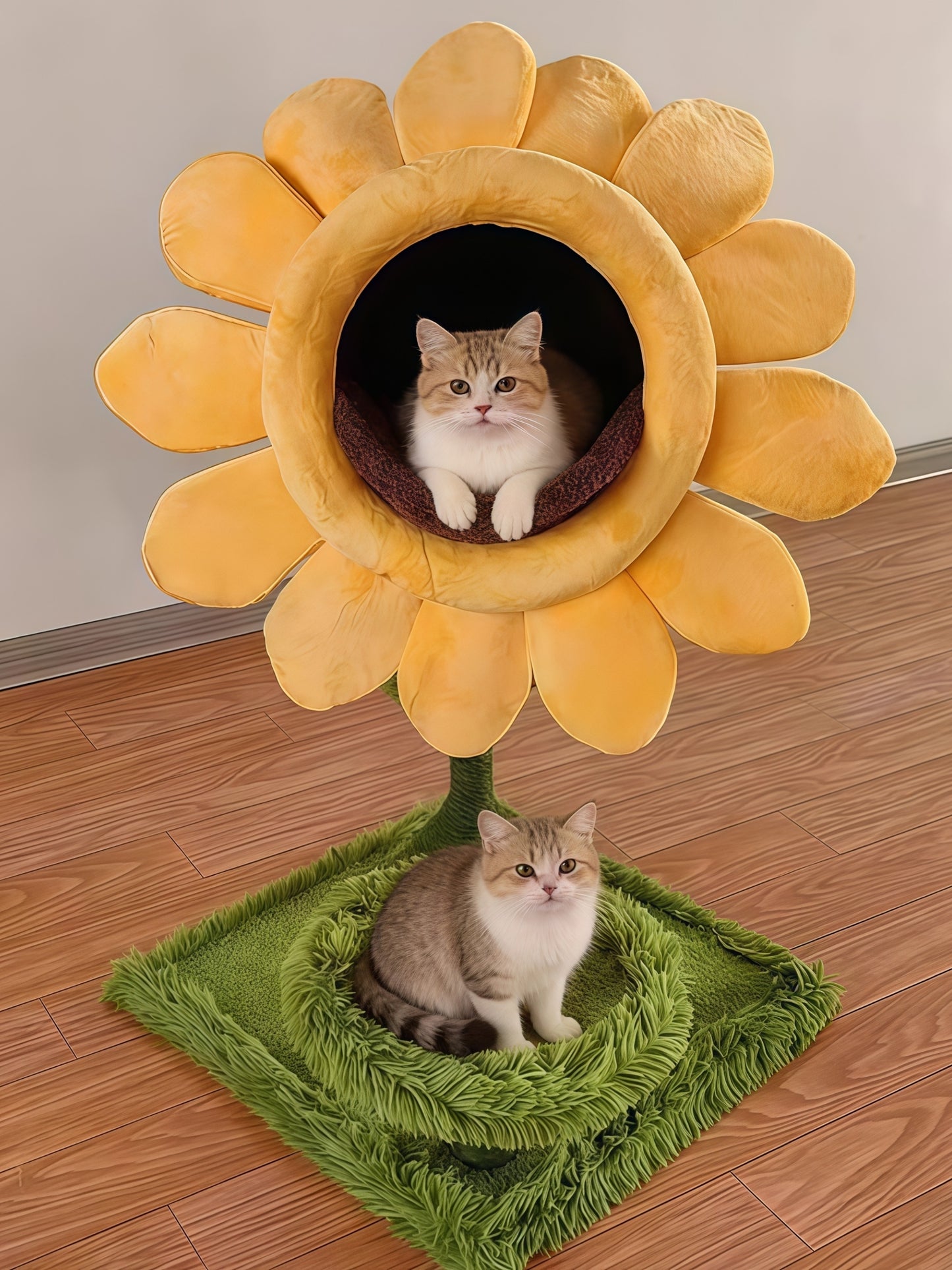 Flower-Inspired Cat Scratching Tower & Condo