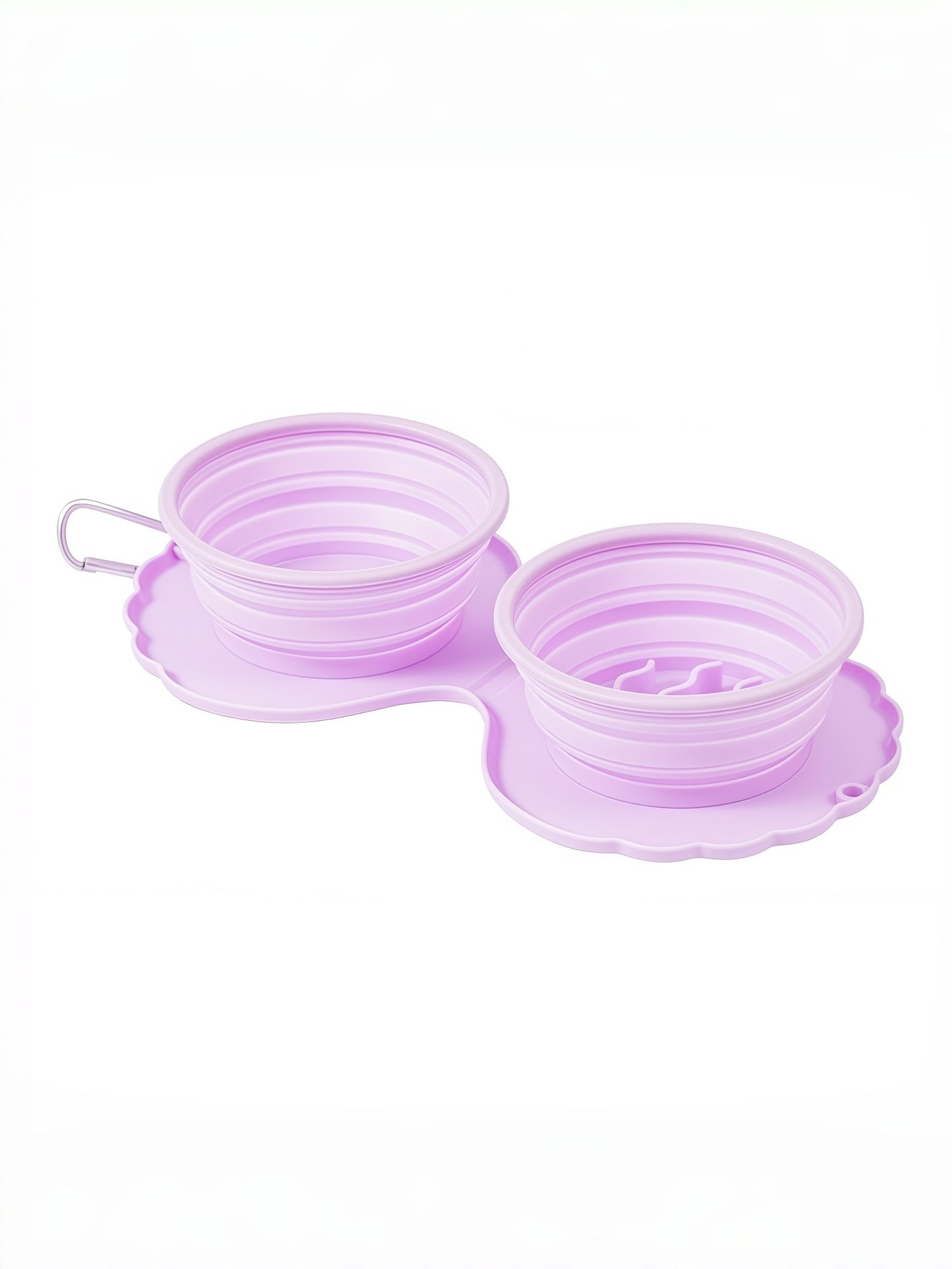 Shell-Shaped Collapsible Double Pet Travel Bowl