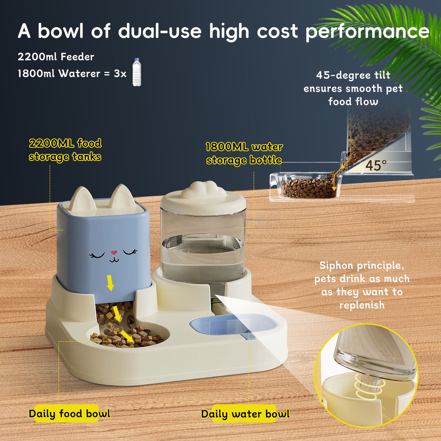 Cute Dual Pet Feeder & Water Dispenser