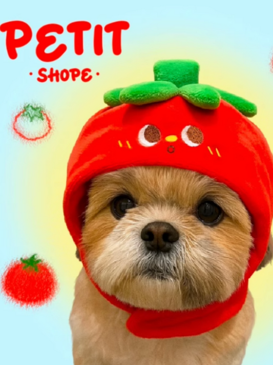 Petit Shope Tomato Plush Pet Headpiece
