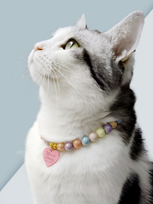 Faux-pearl pet necklace with bow