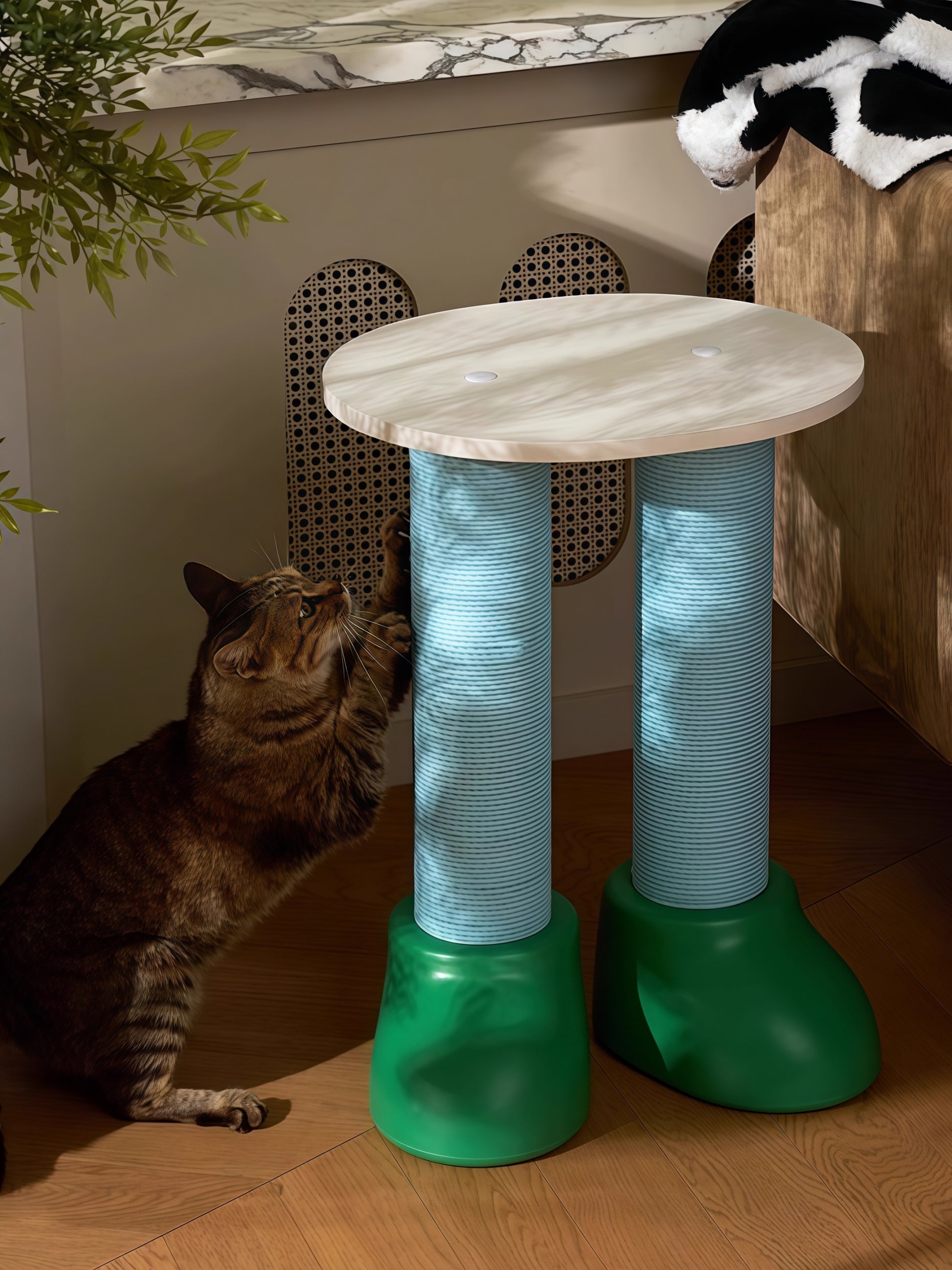 3-in-1 cat scratching post with bed and table from Puff Paw