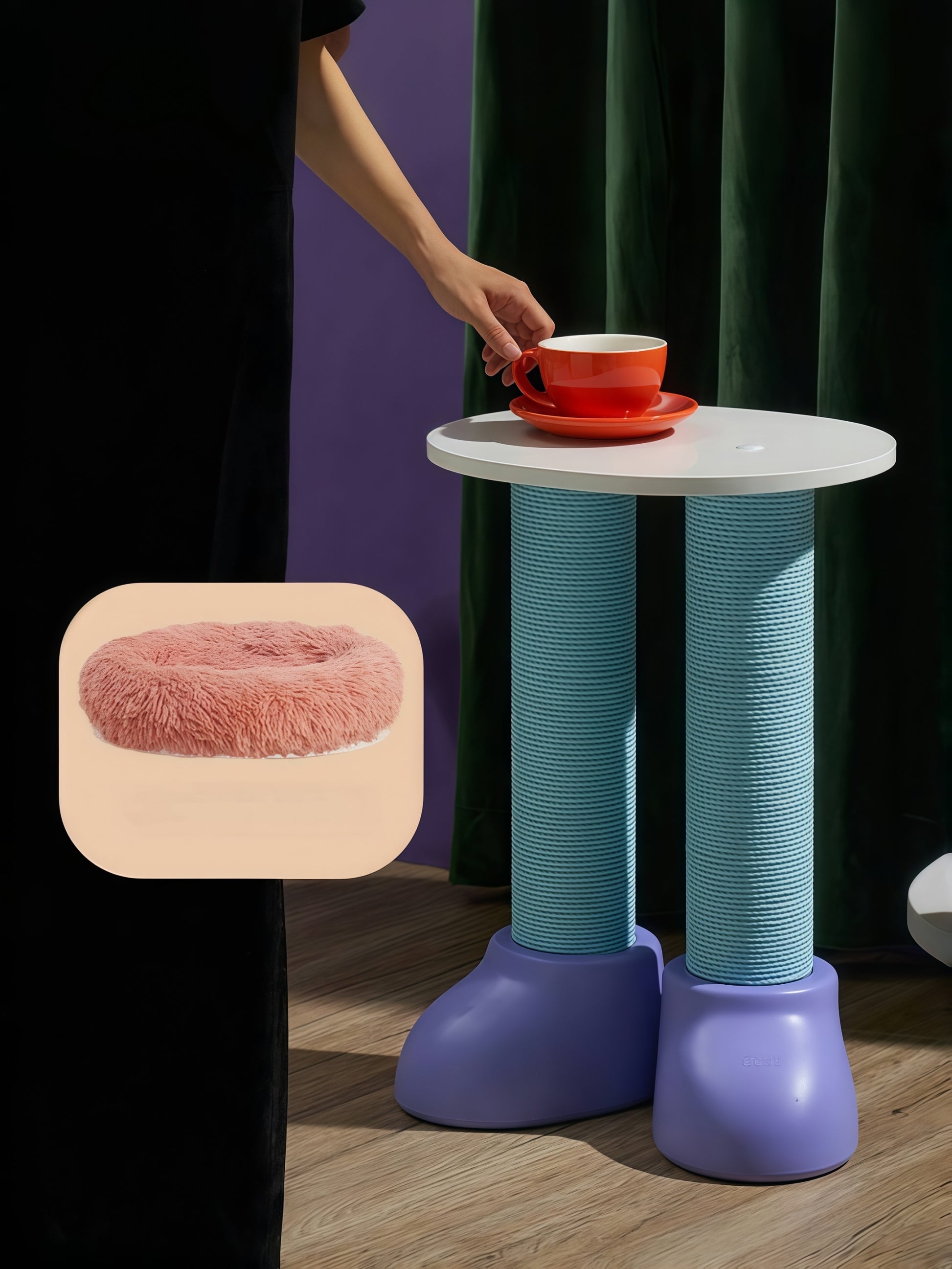 3-in-1 Cat Scratching Post with Bed & Side Table