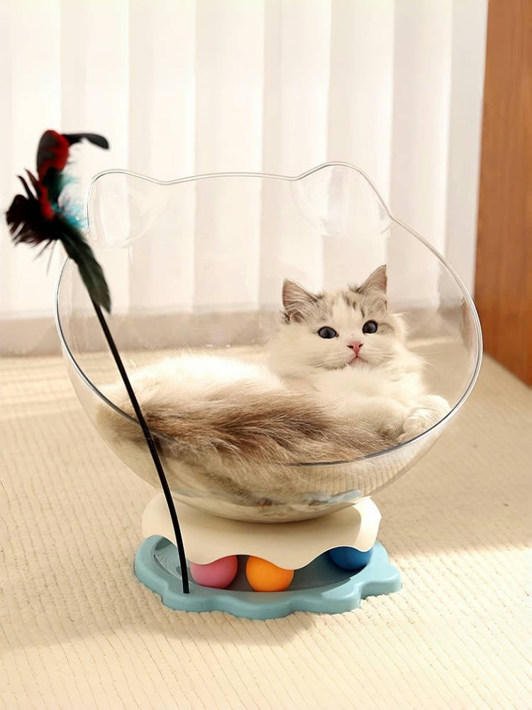 360° Transparent Cat Turntable Nest