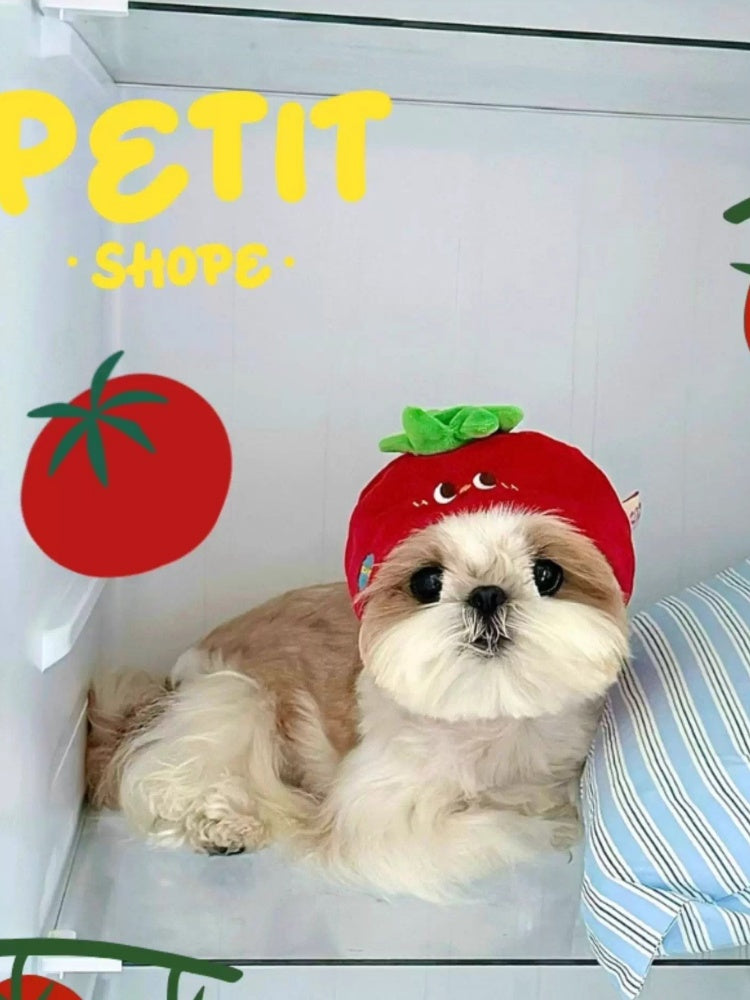Petit Shope Tomato Plush Pet Headpiece