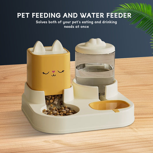 Cute Dual Pet Feeder & Water Dispenser
