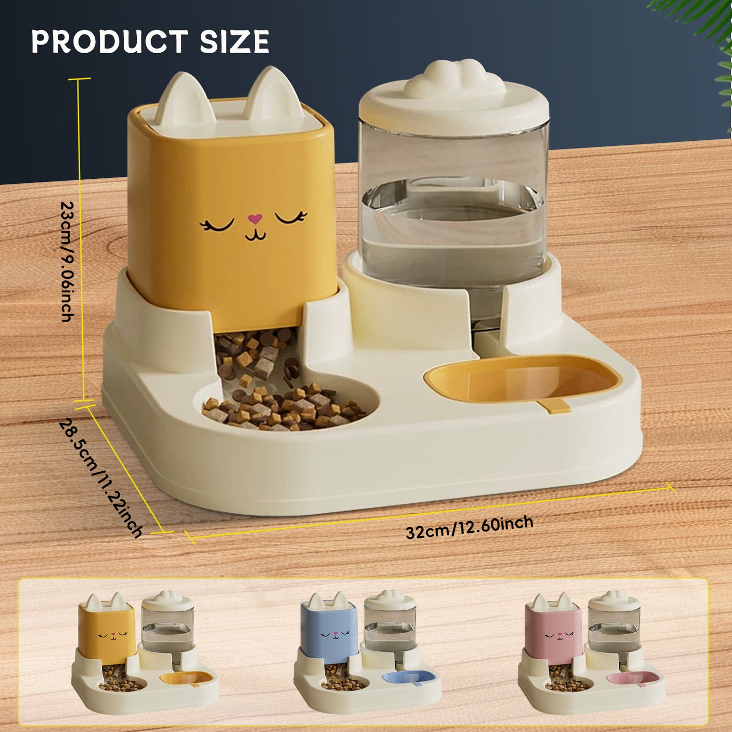 Cute Dual Pet Feeder & Water Dispenser
