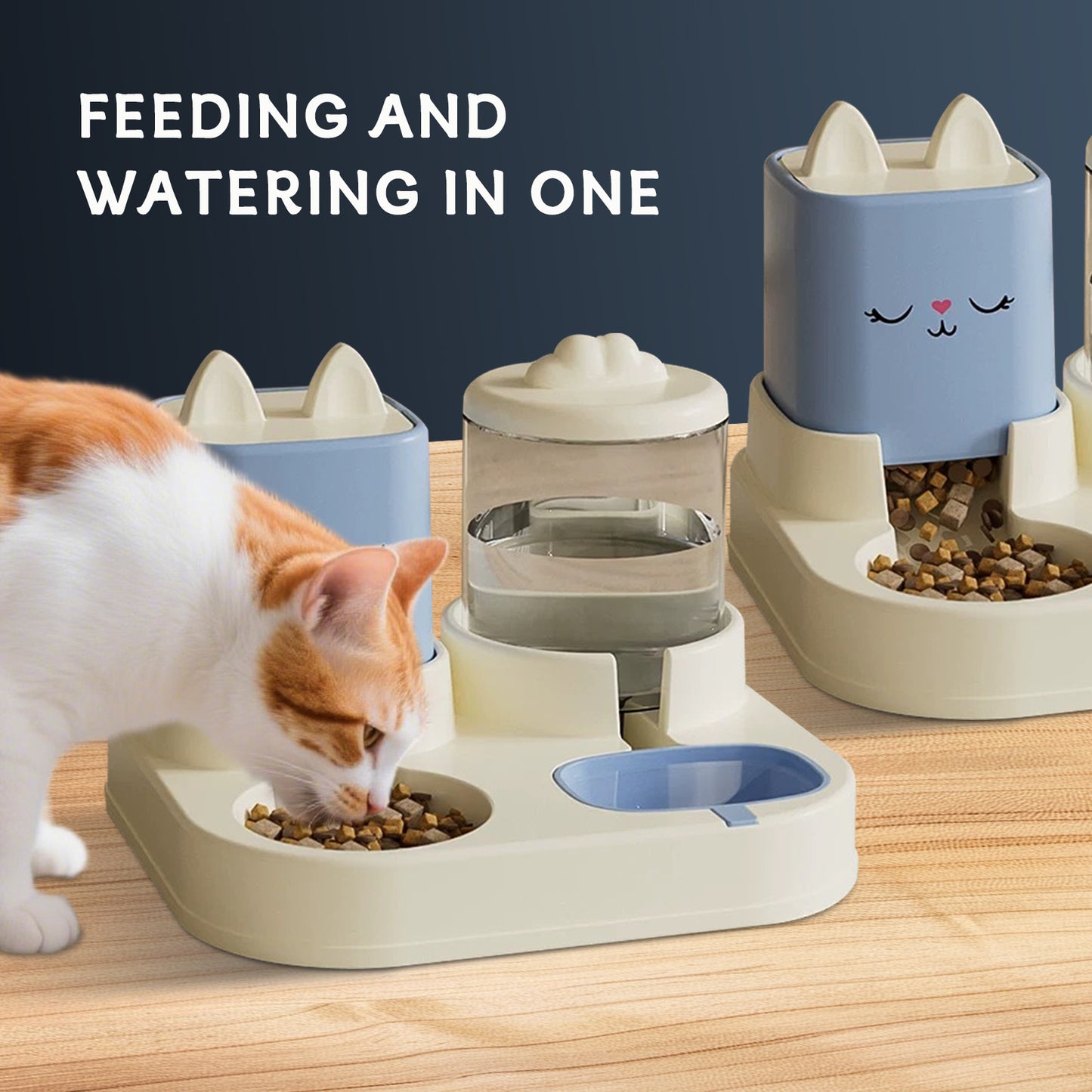 Cute Dual Pet Feeder & Water Dispenser
