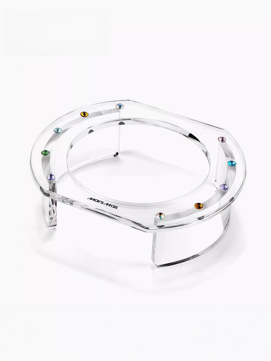 Crystal-Accent Acrylic Elevated Bowl Stand
