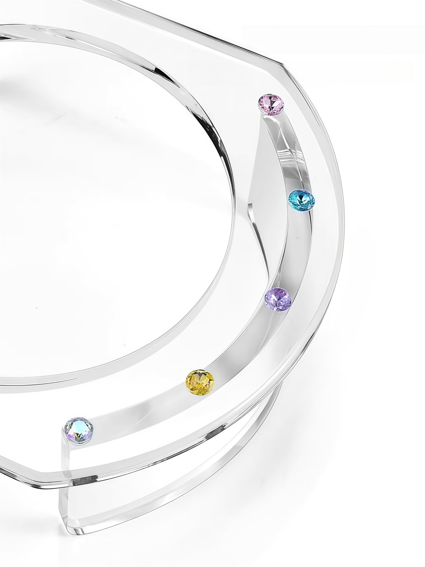 Crystal-Accent Acrylic Elevated Bowl Stand