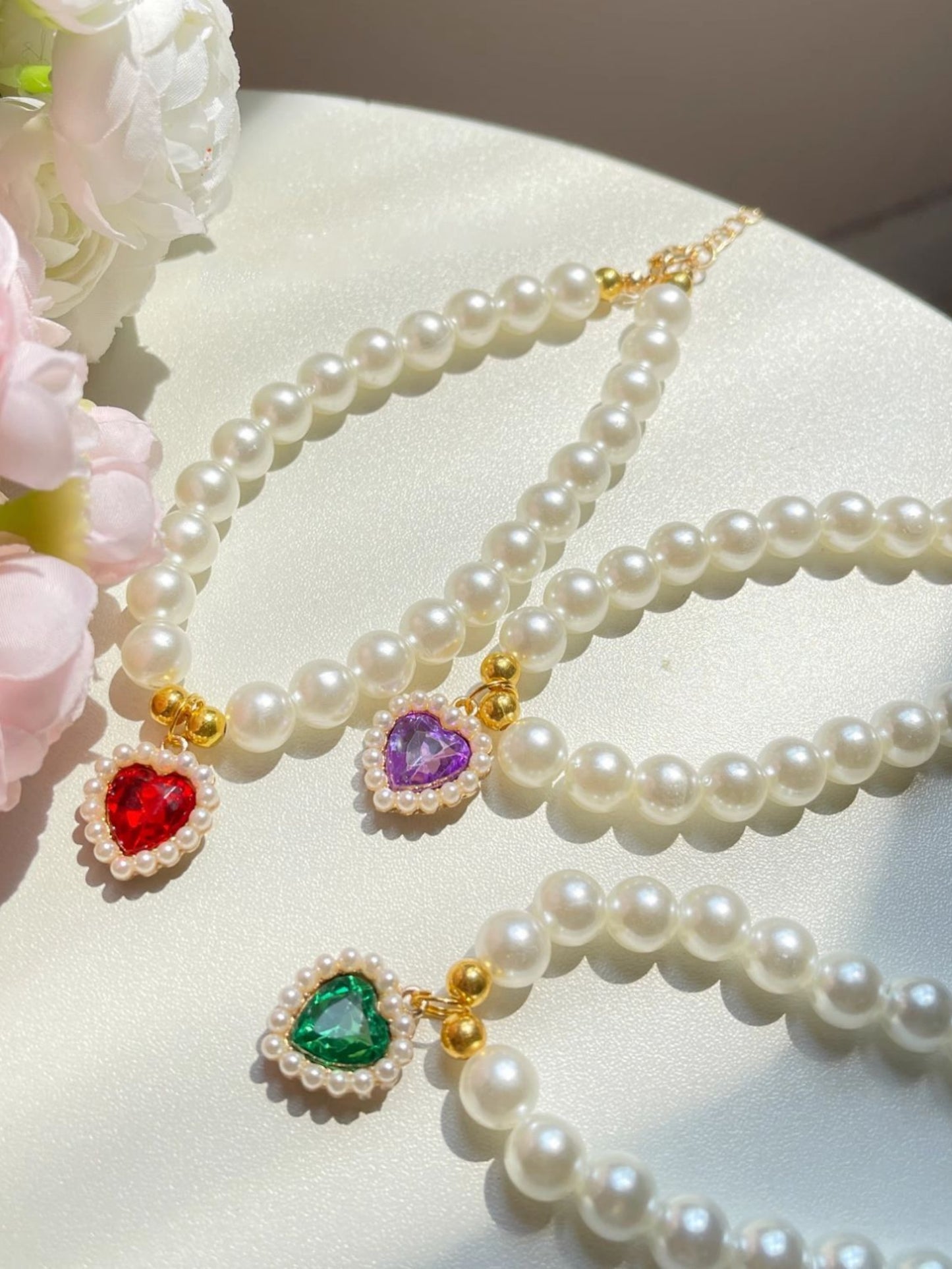 elegant faux-pearl pet necklace adding refined charm from Puff Paw