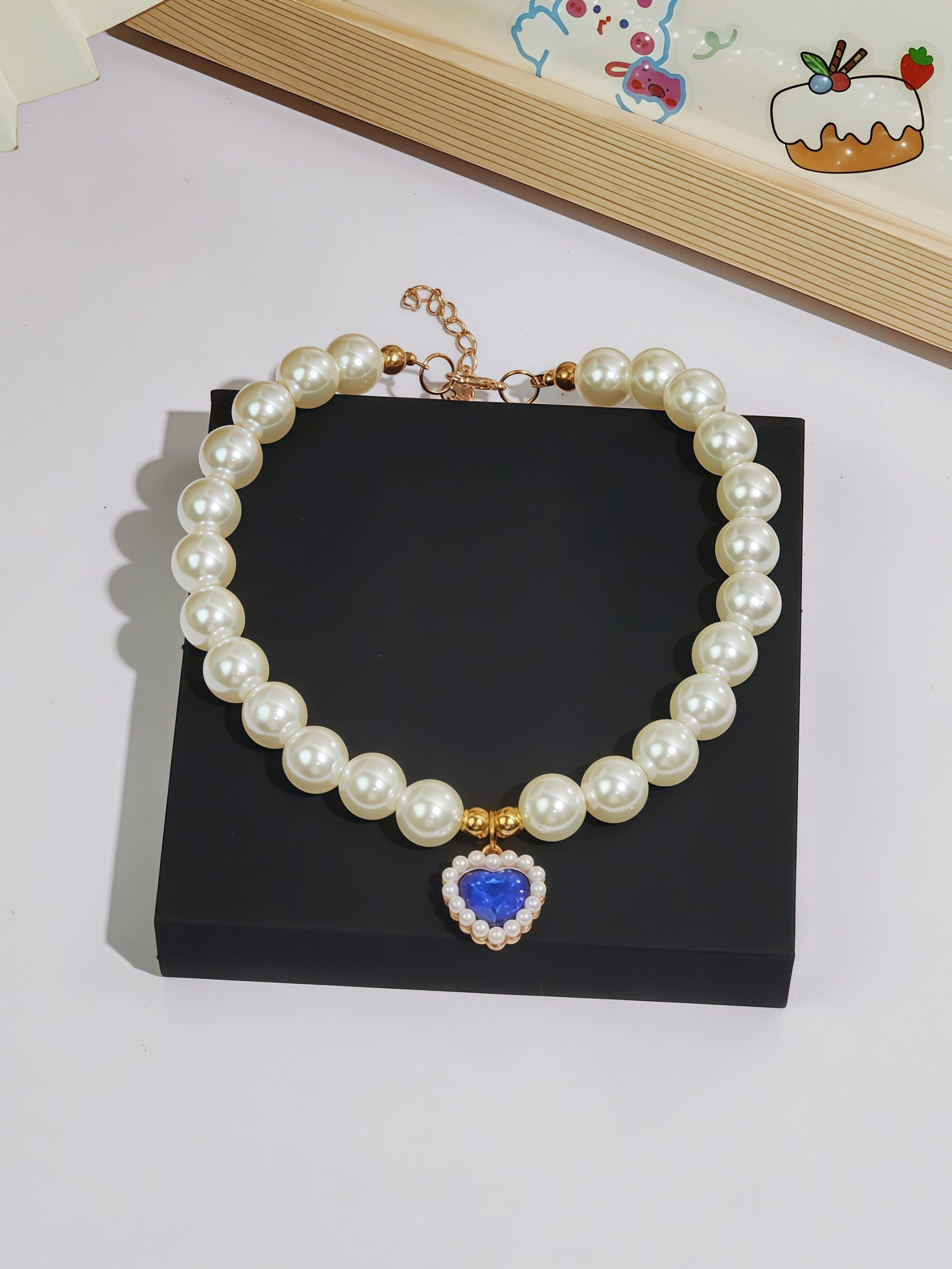 elegant faux-pearl pet necklace adding refined charm from Puff Paw