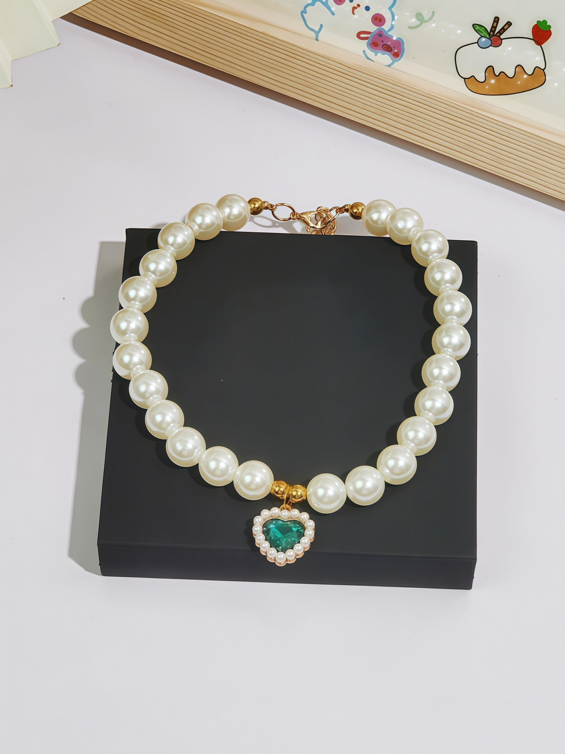 elegant faux-pearl pet necklace adding refined charm from Puff Paw