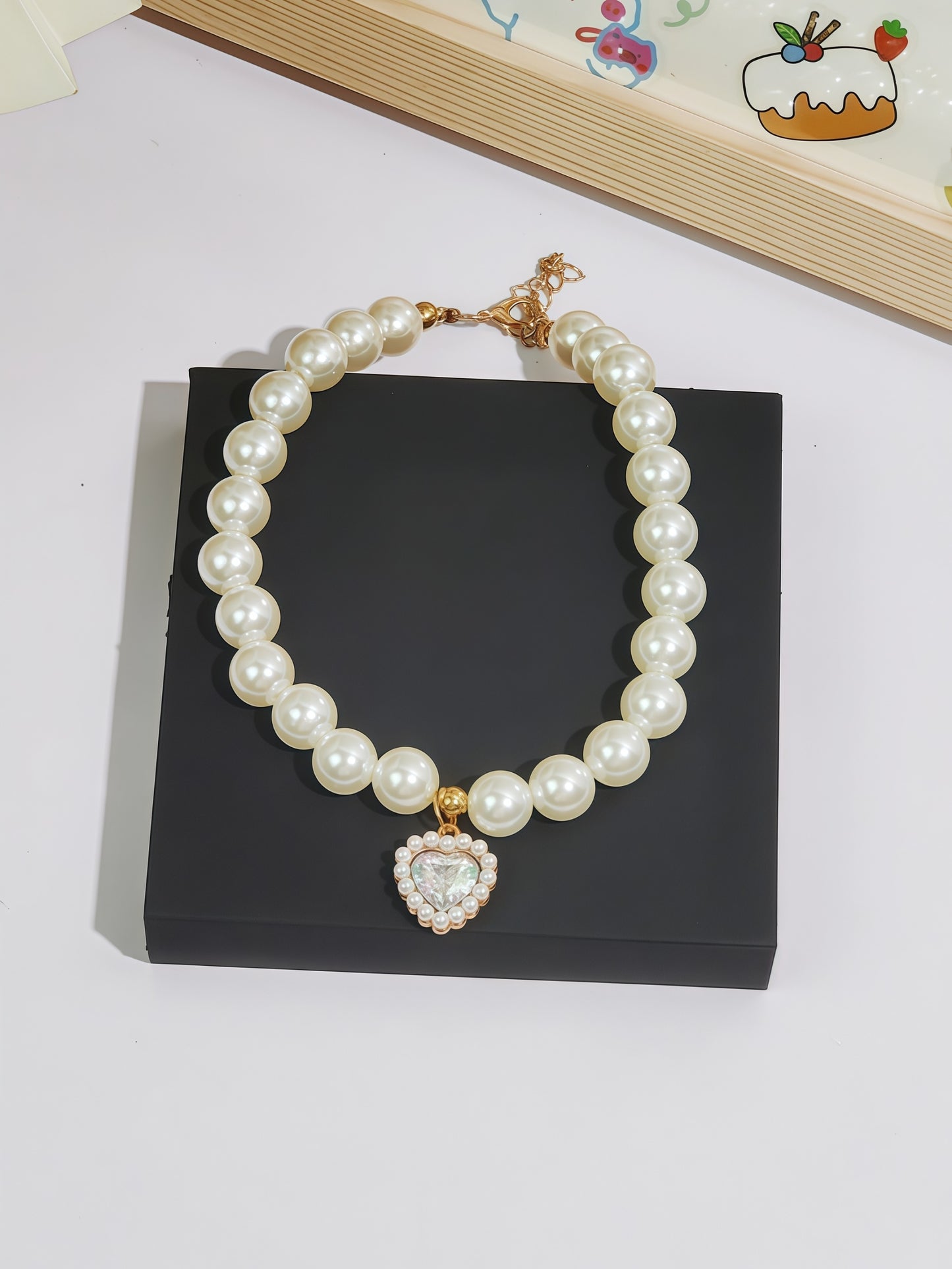 elegant faux-pearl pet necklace adding refined charm from Puff Paw