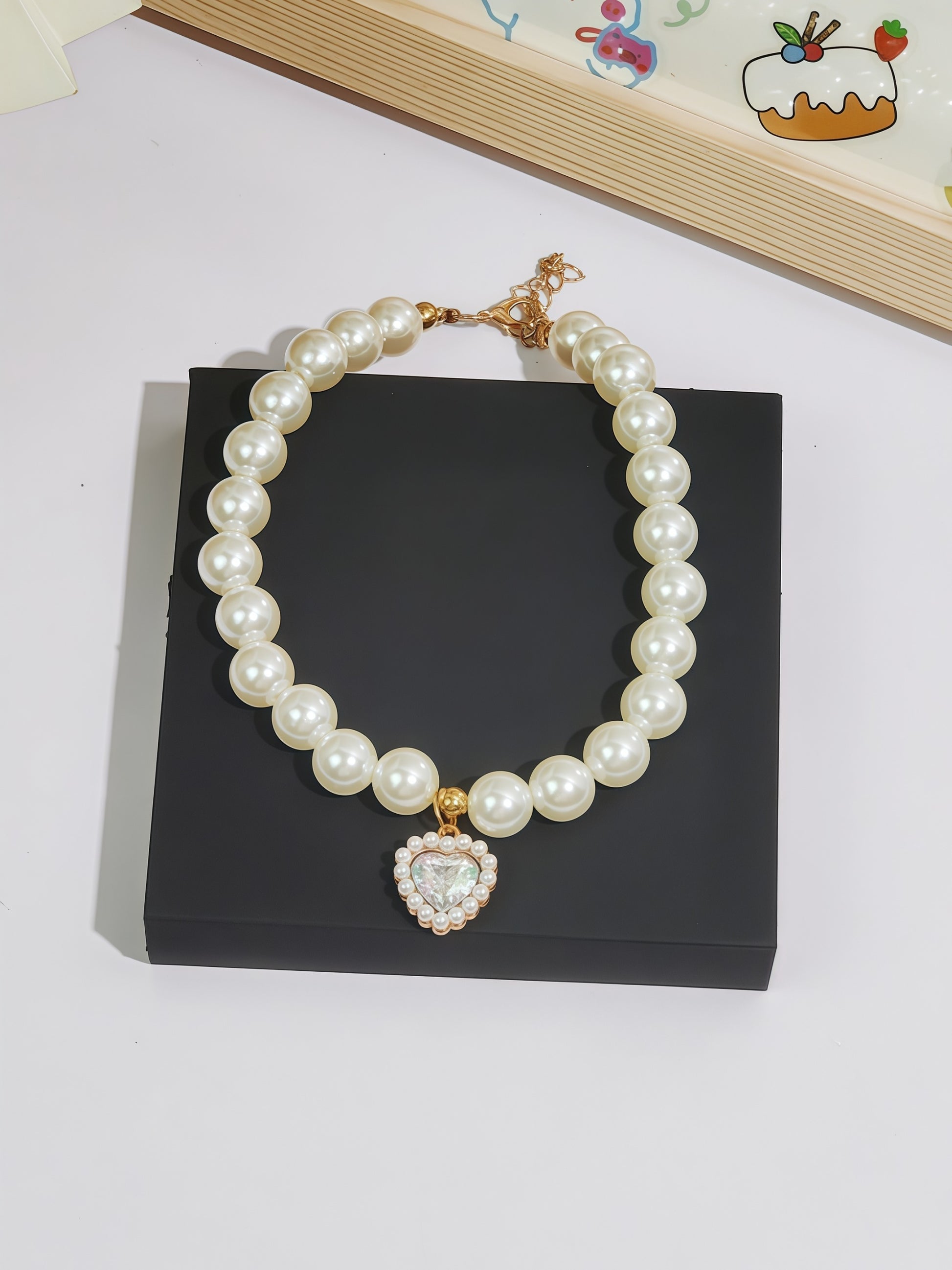 elegant faux-pearl pet necklace adding refined charm from Puff Paw