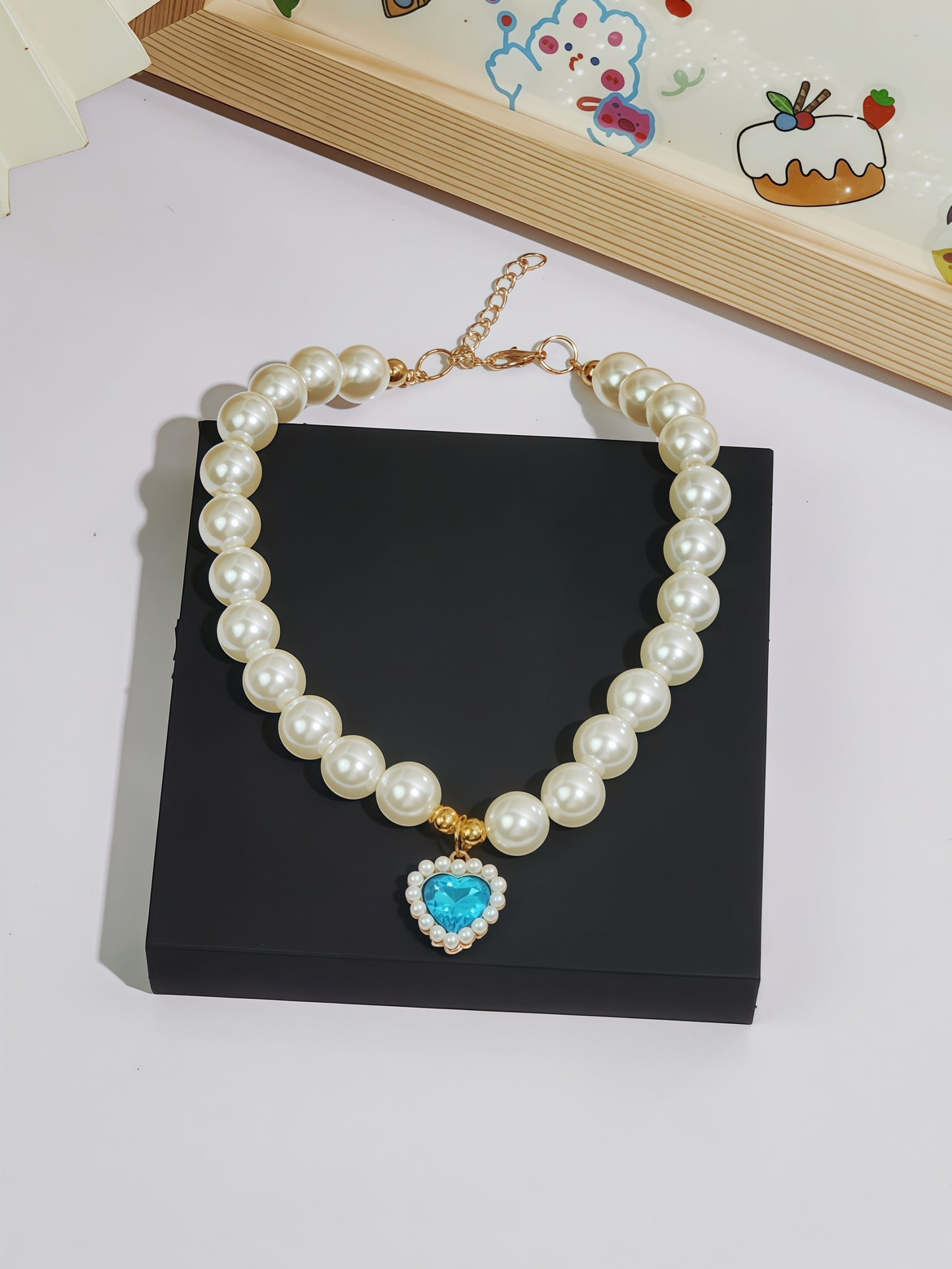 elegant faux-pearl pet necklace adding refined charm from Puff Paw