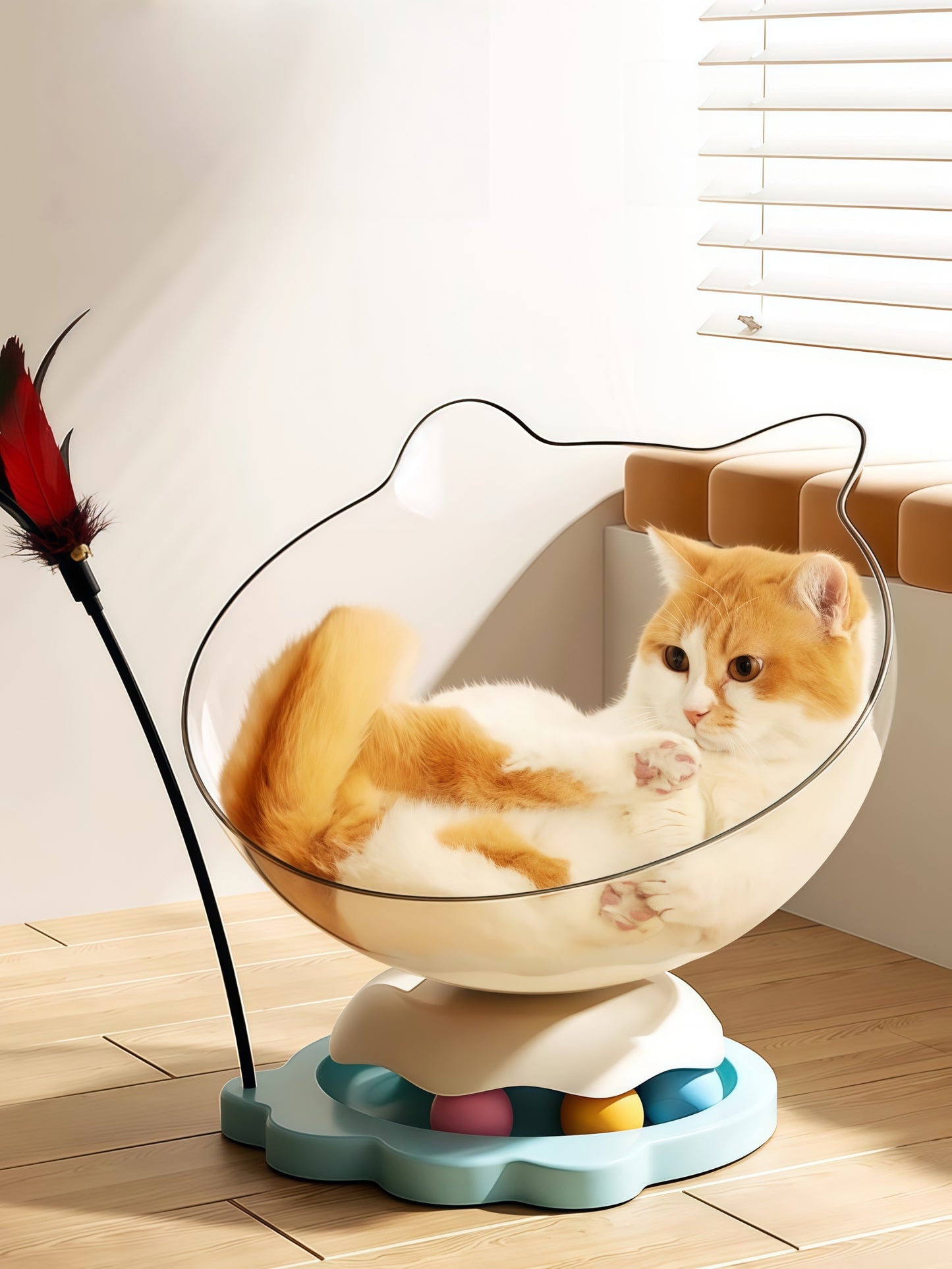 360° Transparent Cat Turntable Nest