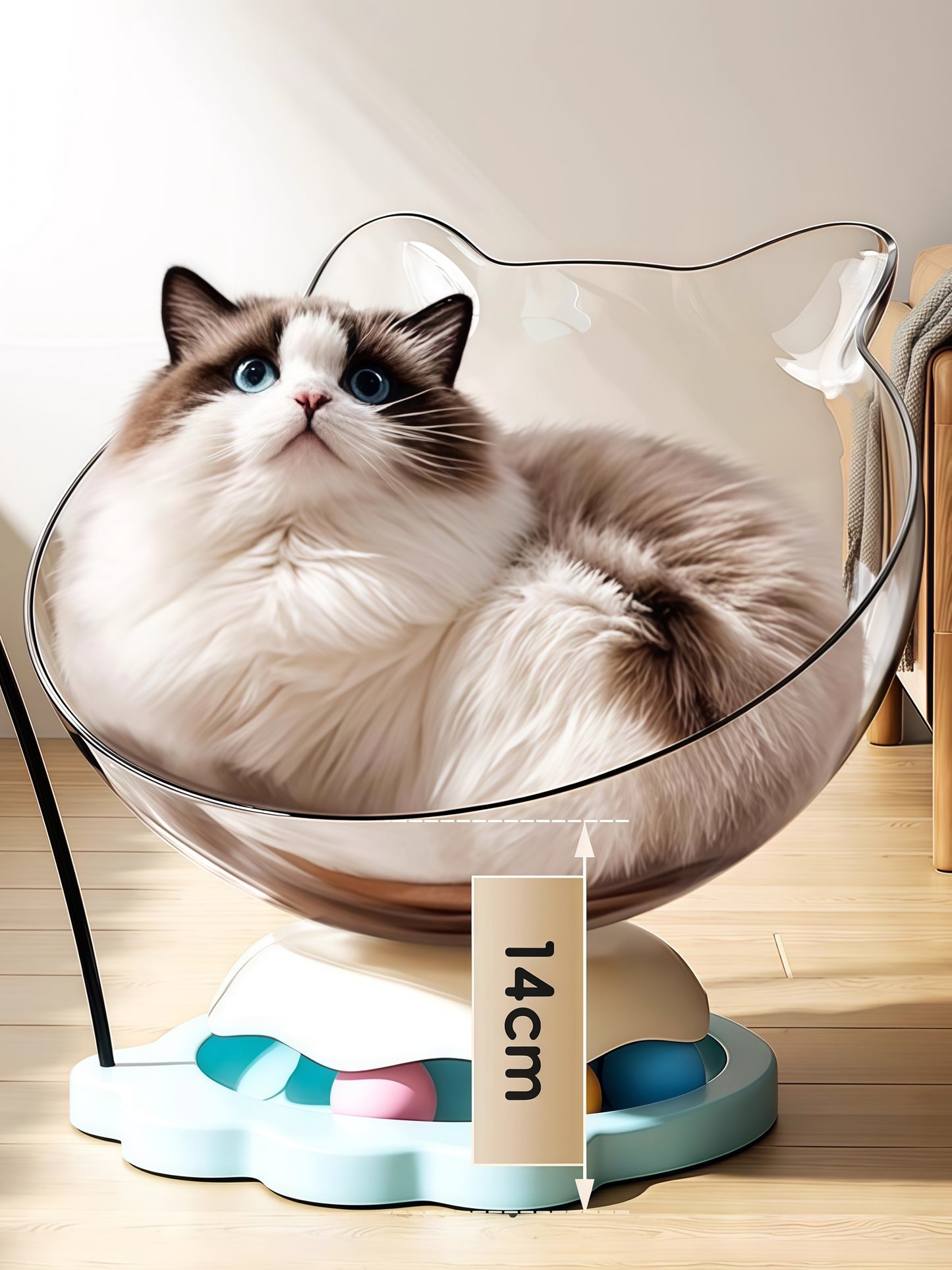 360° Transparent Cat Turntable Nest
