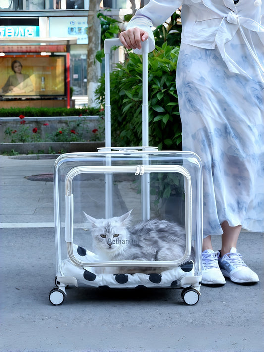 Clear PC Pet Travel Rolling Carrier