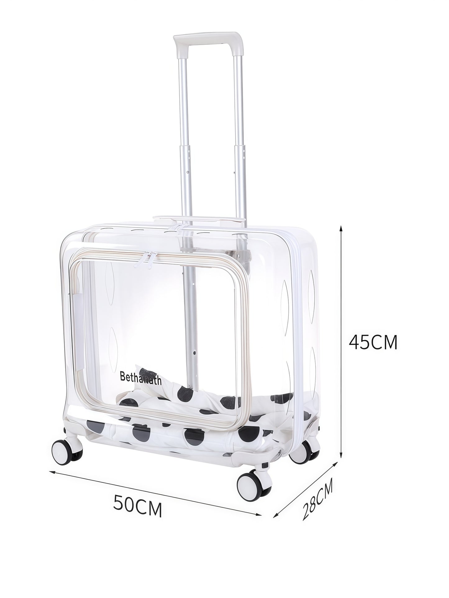 Clear PC Pet Travel Rolling Carrier