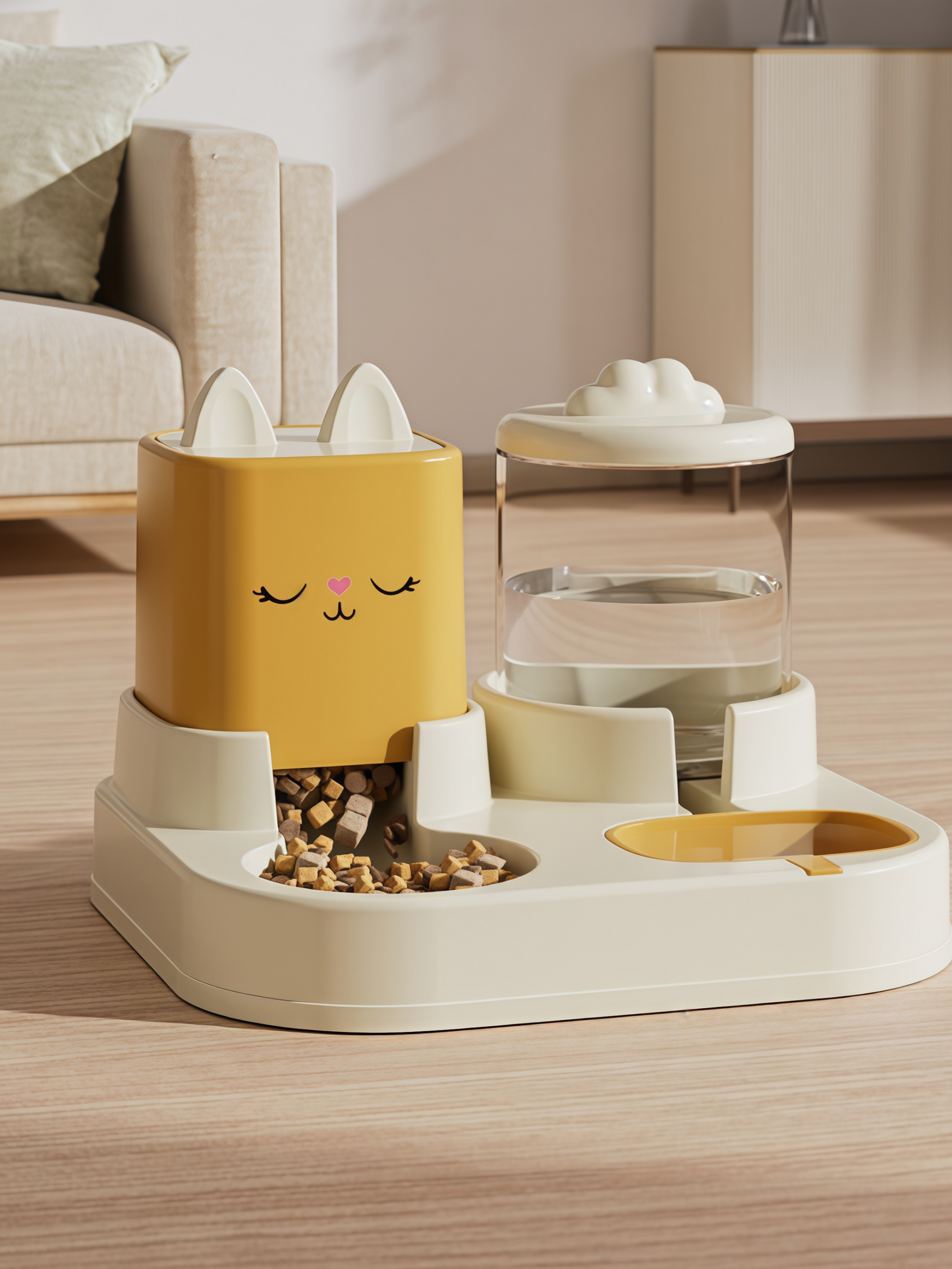 Cute Dual Pet Feeder & Water Dispenser