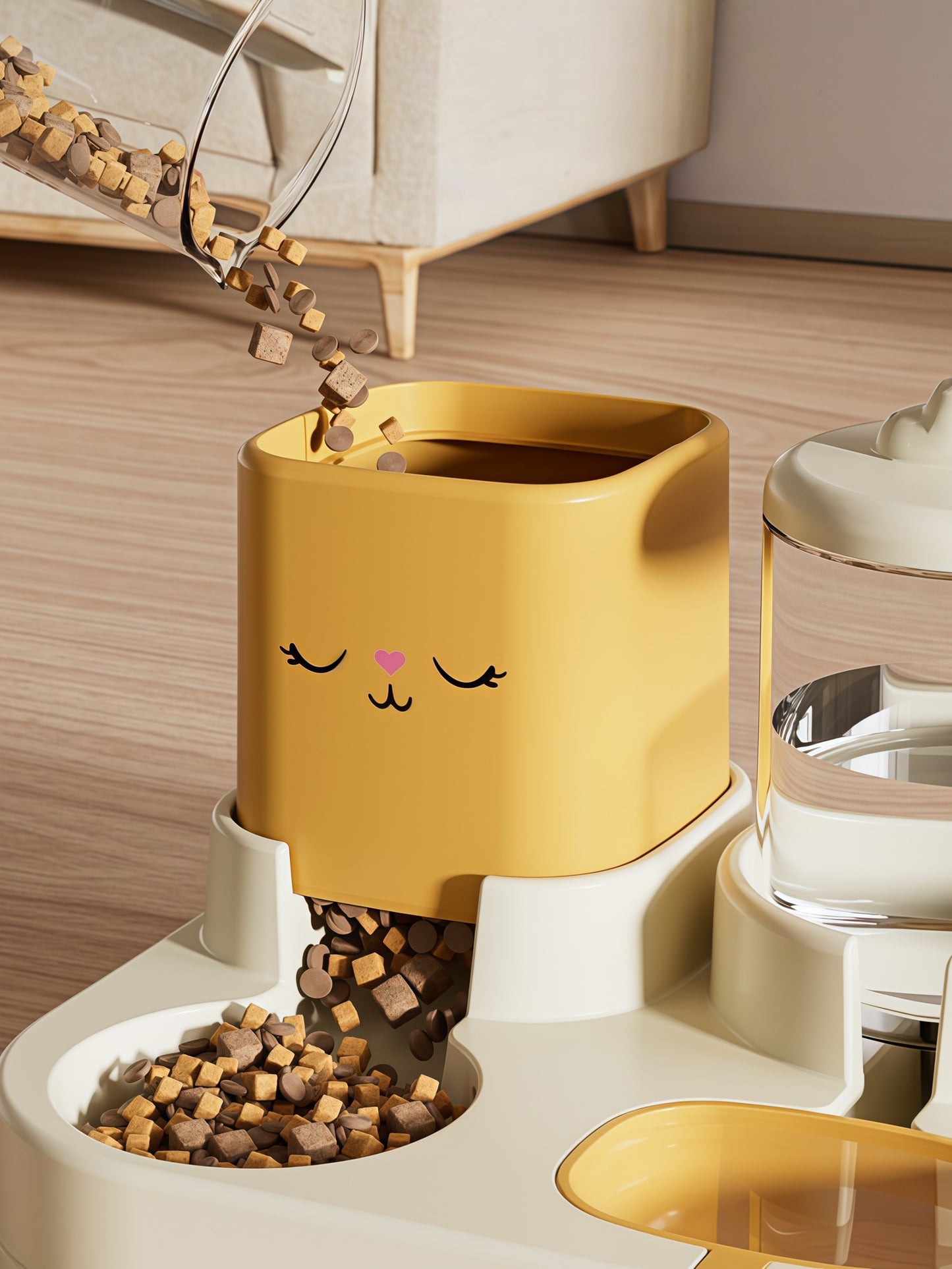Cute Dual Pet Feeder & Water Dispenser