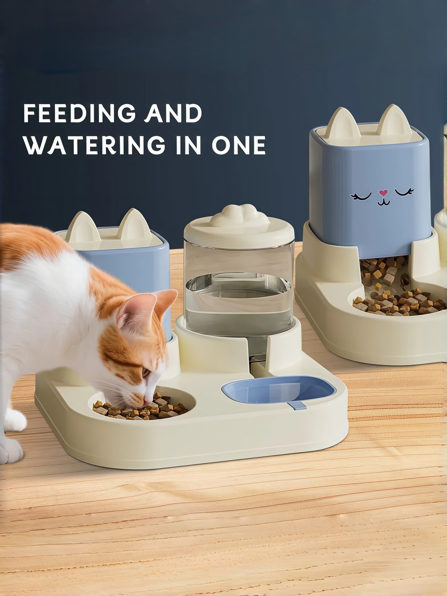 Cute Dual Pet Feeder & Water Dispenser