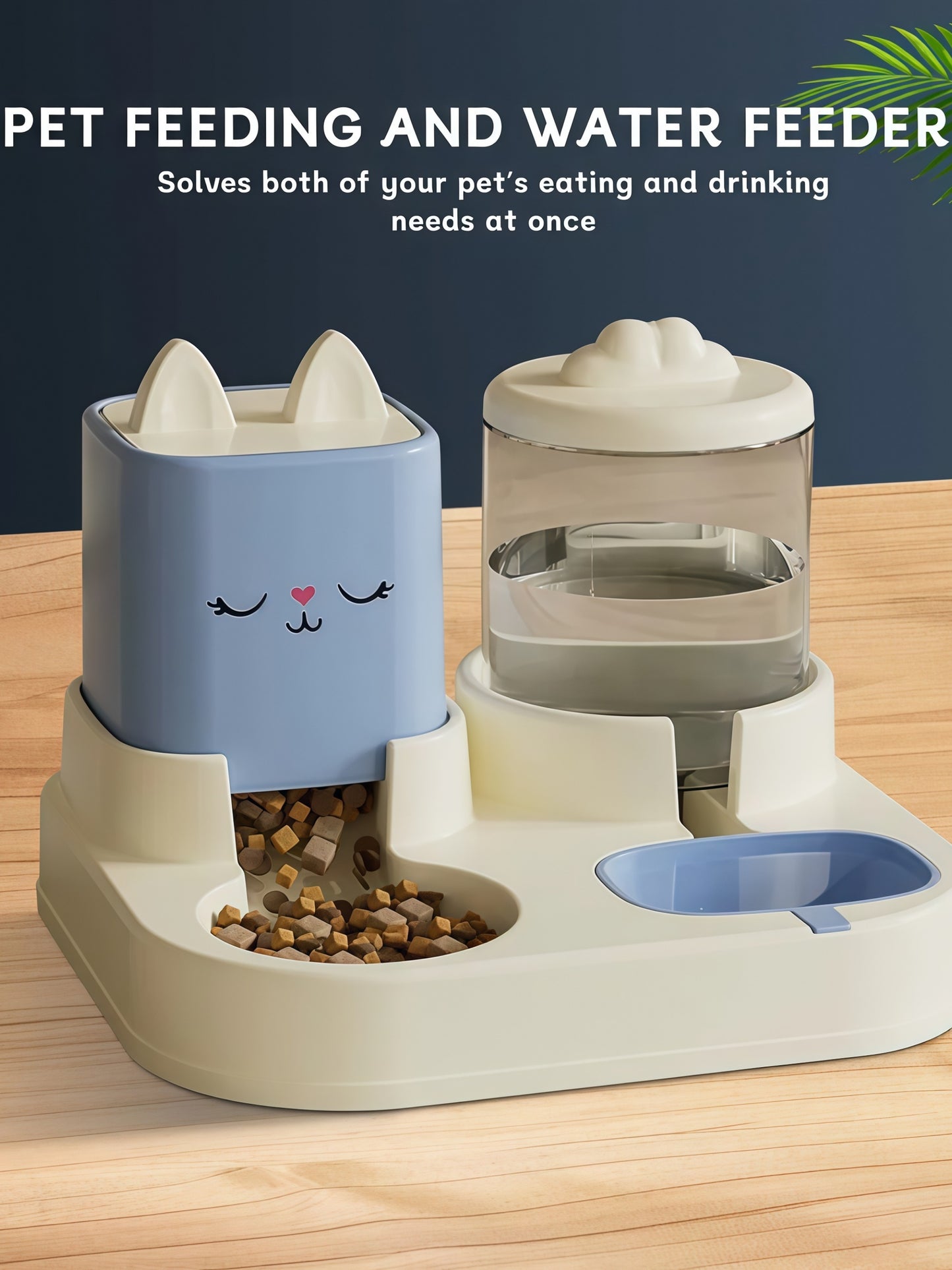 Cute Dual Pet Feeder & Water Dispenser