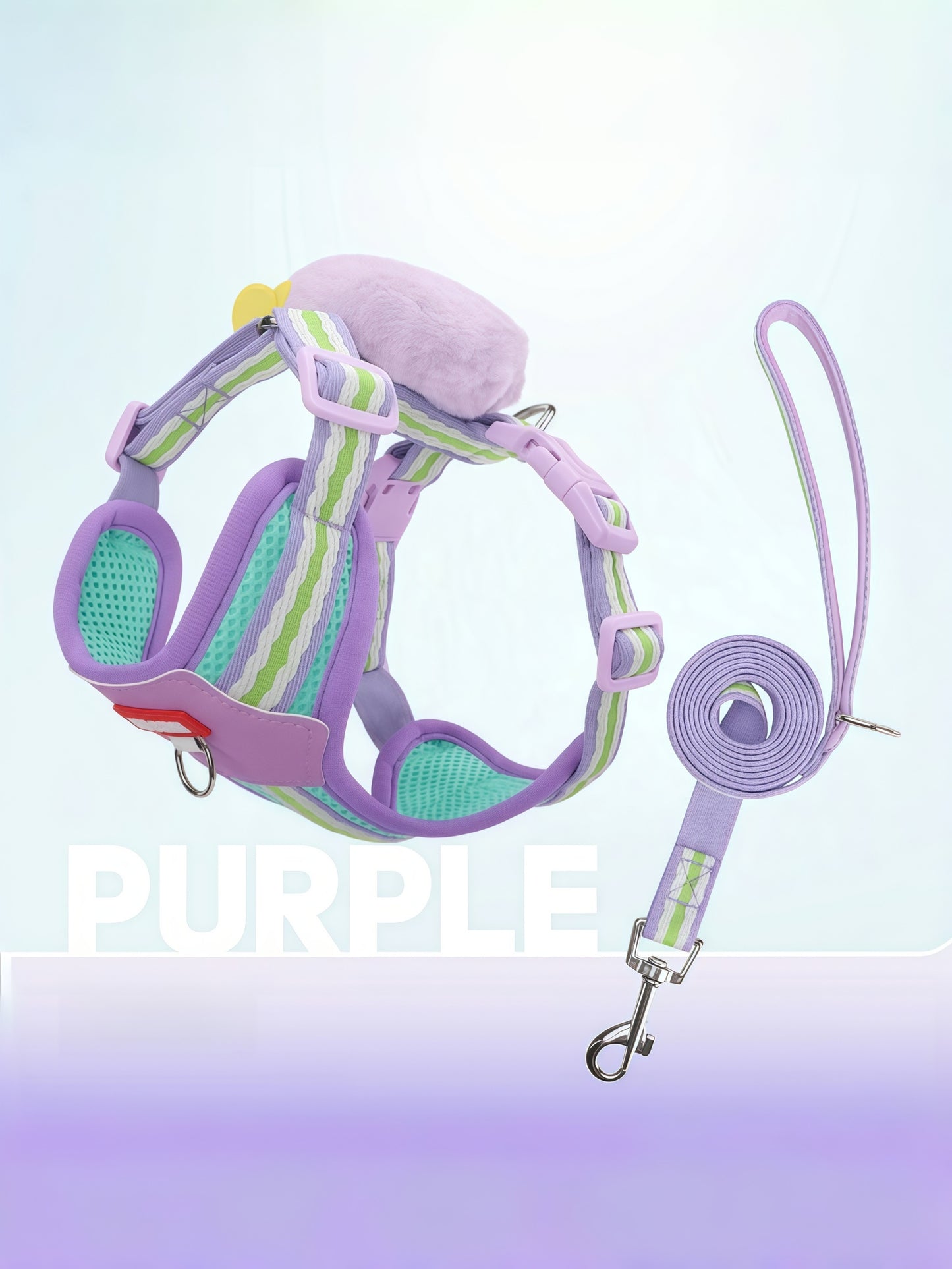 Dopamine Colorblock Mesh Dog Harness with Plush Monster