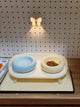 Elevated Ceramic Double Bowl Set with Splash Guard