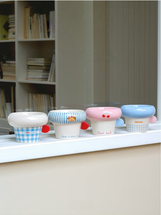 Korean-Style Elevated Ceramic Pet Bowl with Round