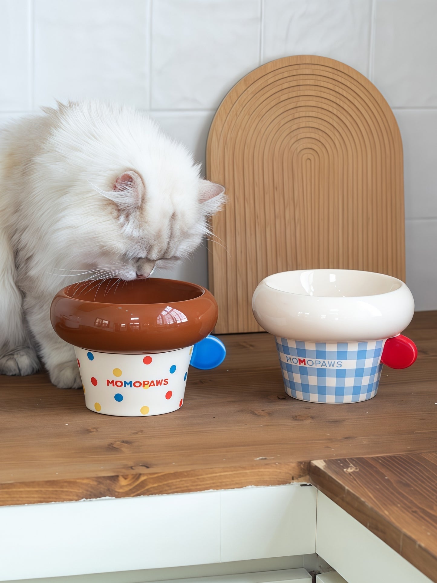 Korean-Style Elevated Ceramic Pet Bowl with Round