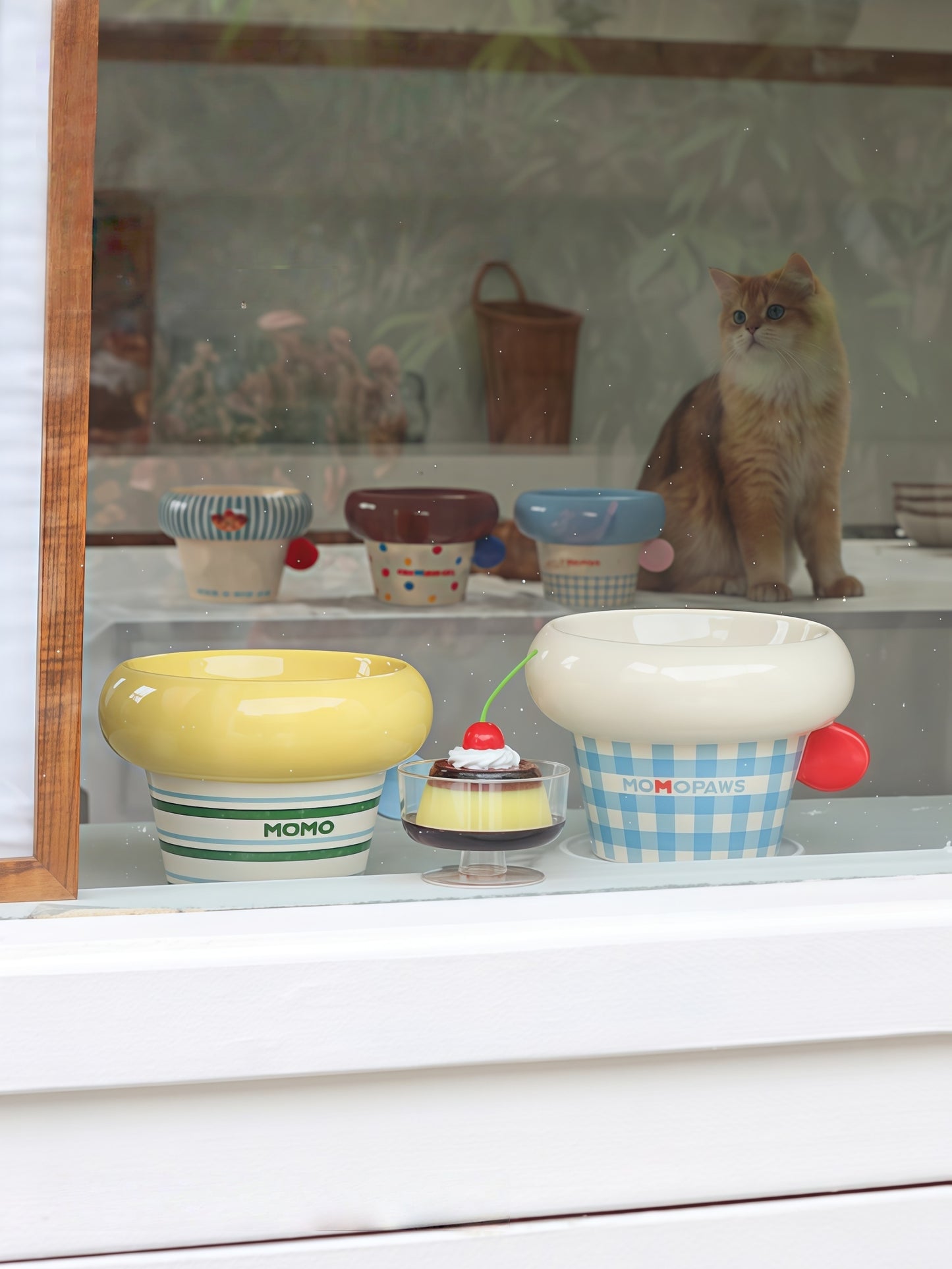 Korean-Style Elevated Ceramic Pet Bowl with Round
