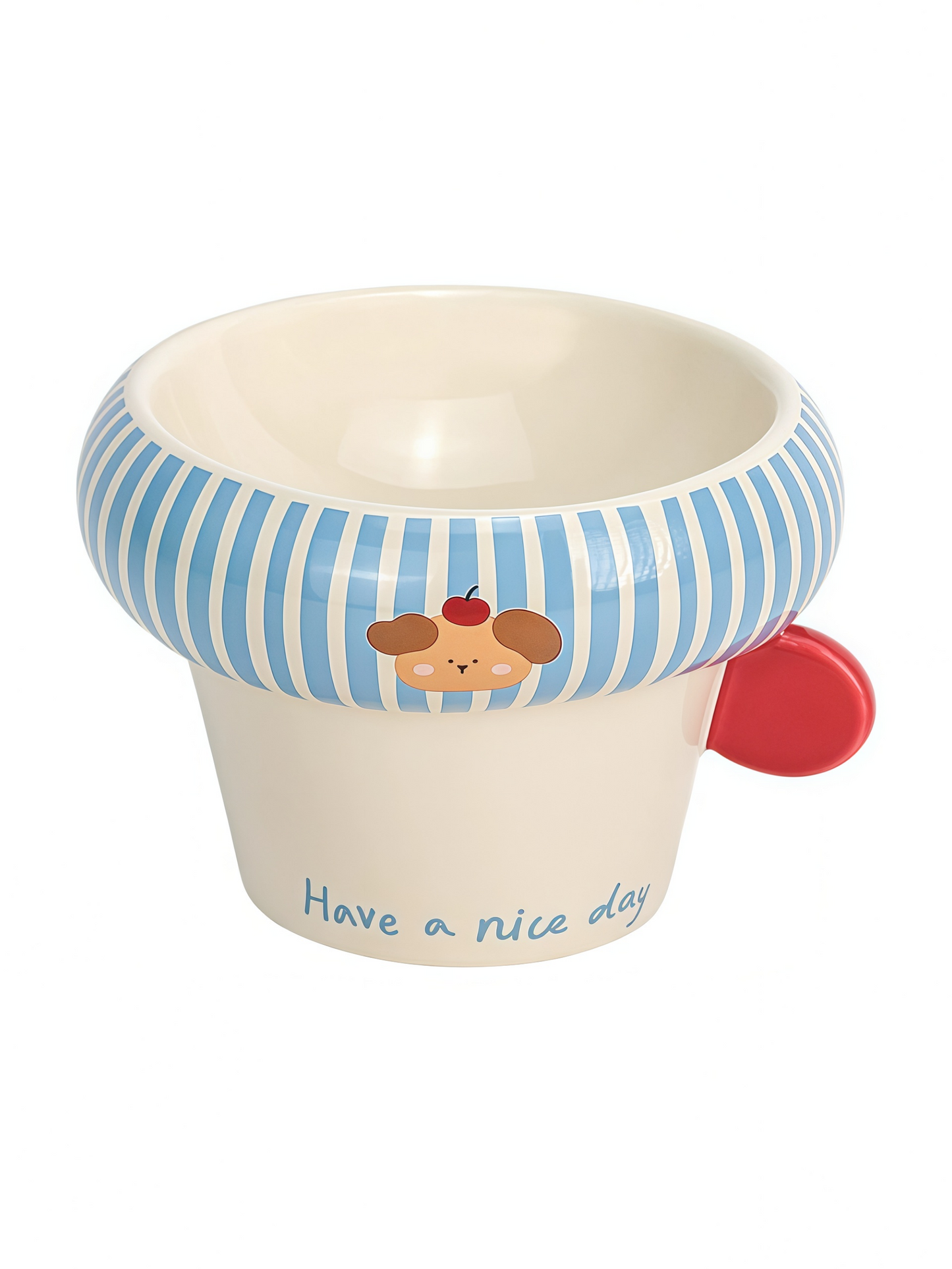 Korean-Style Elevated Ceramic Pet Bowl with Round