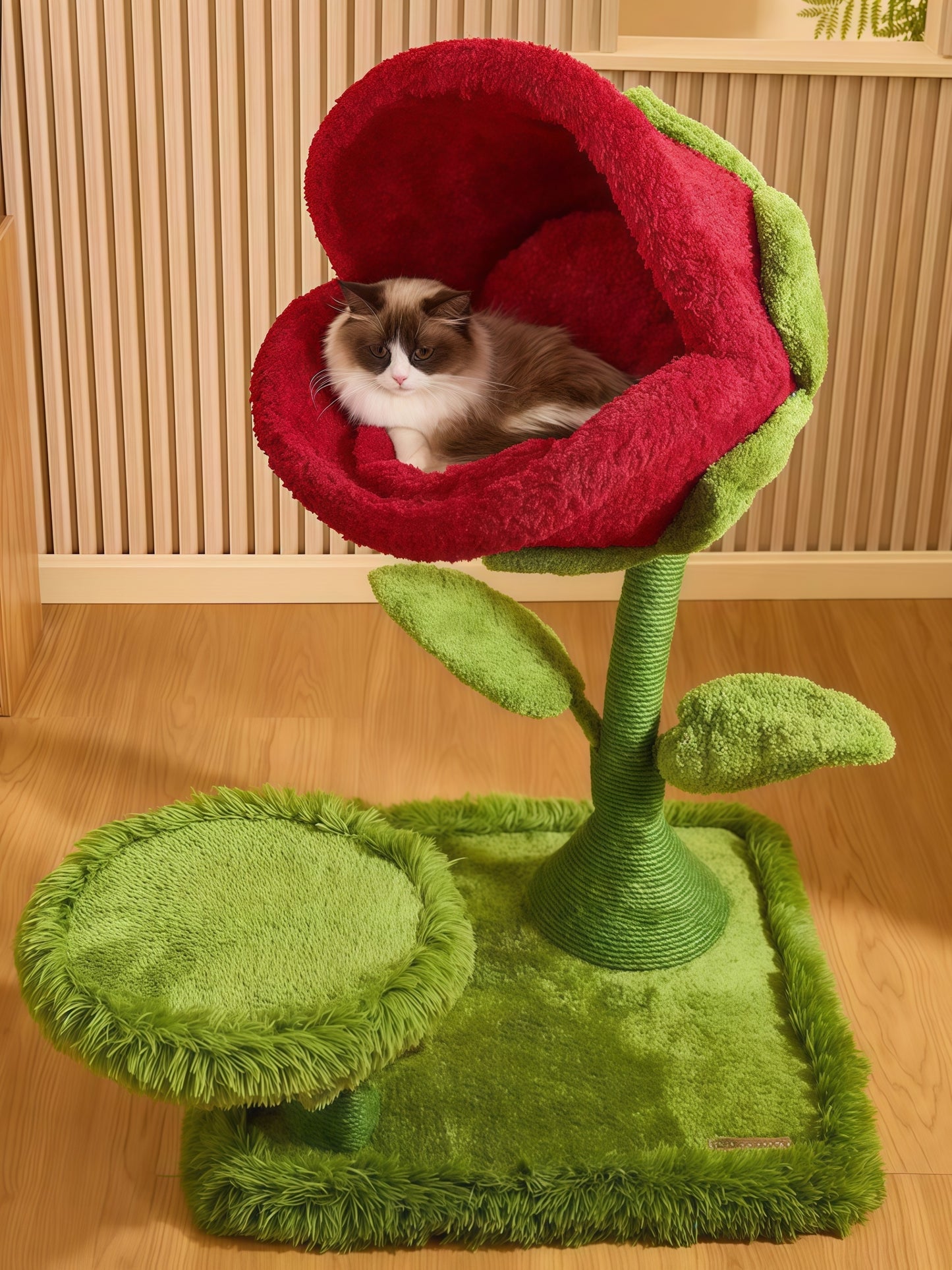 Flower-Inspired Cat Scratching Tower & Condo