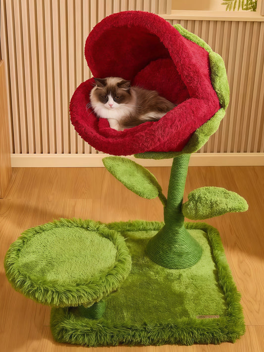 Flower-Inspired Cat Scratching Tower & Condo