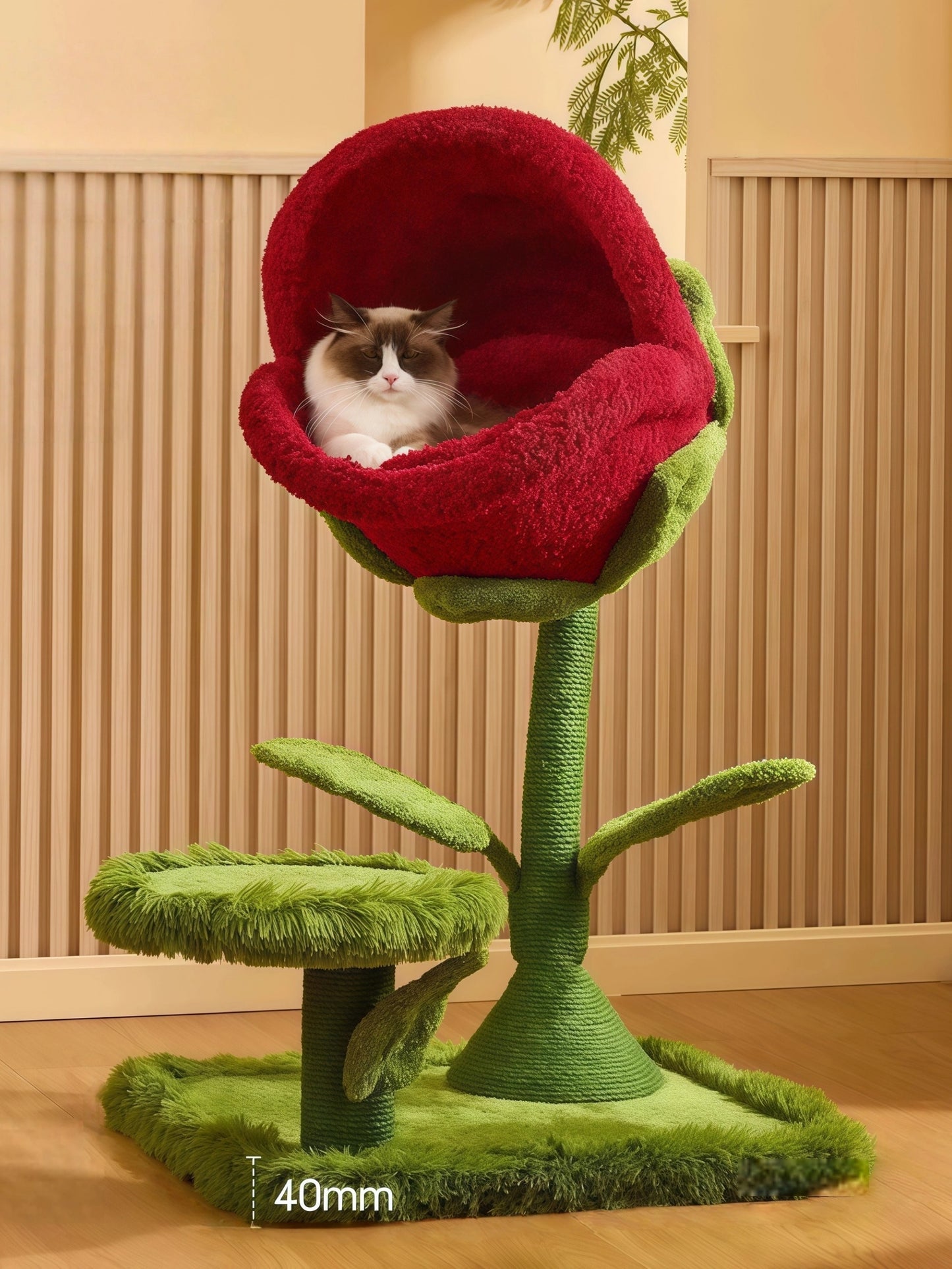 Flower-Inspired Cat Scratching Tower & Condo