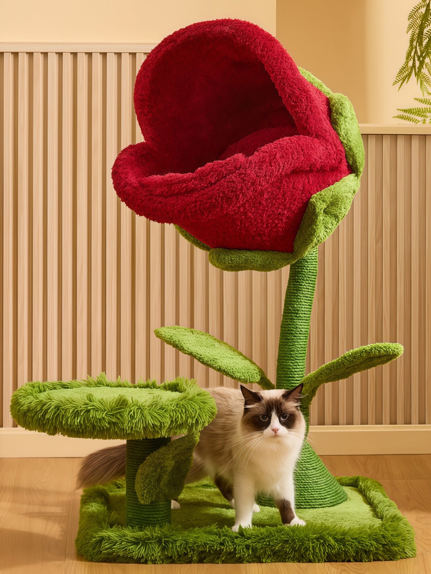 Flower-Inspired Cat Scratching Tower & Condo