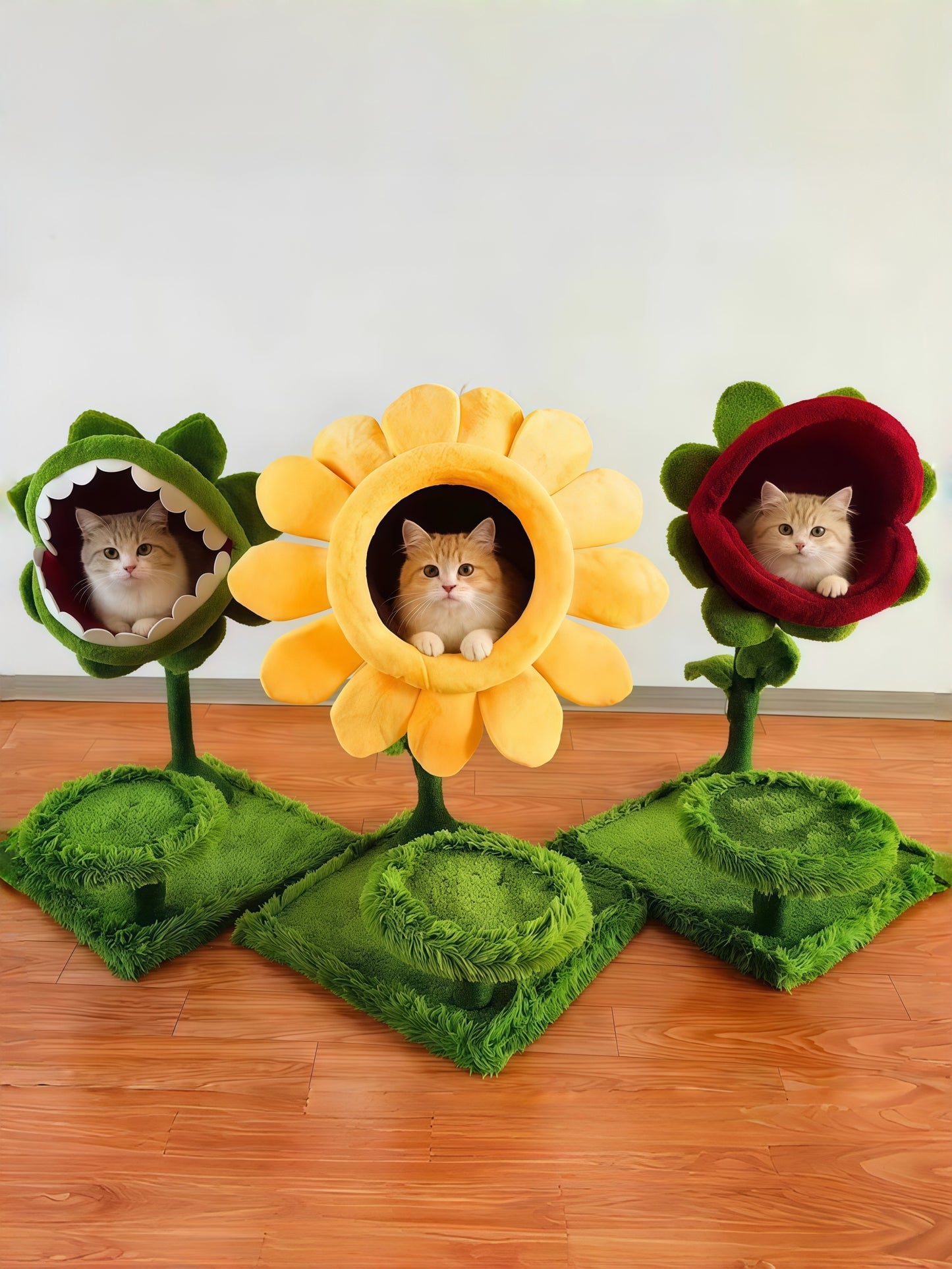 Flower-Inspired Cat Scratching Tower & Condo