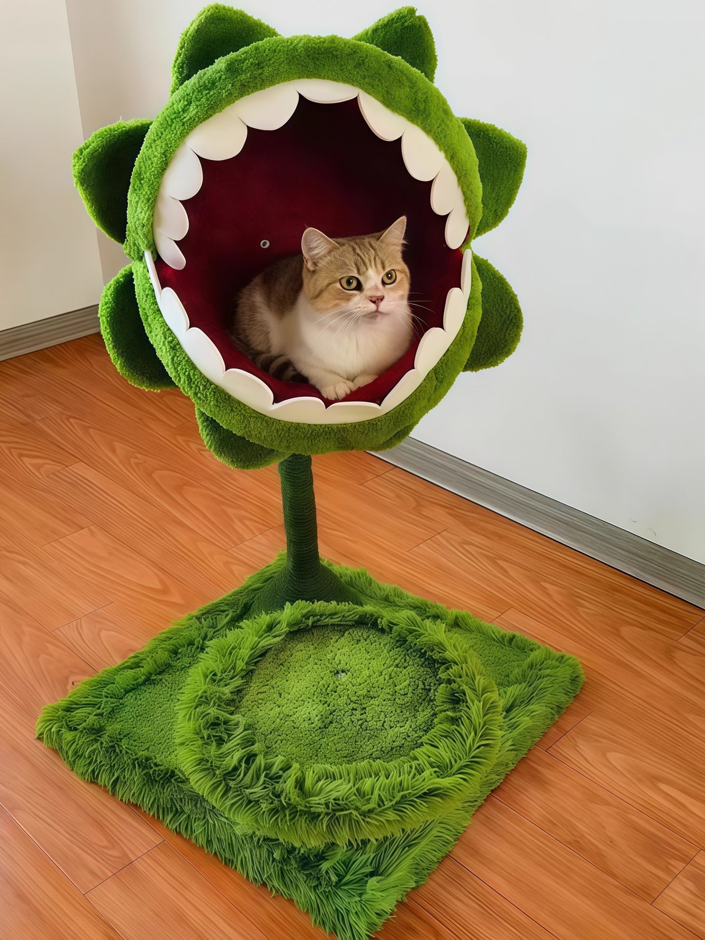 Flower-Inspired Cat Scratching Tower & Condo