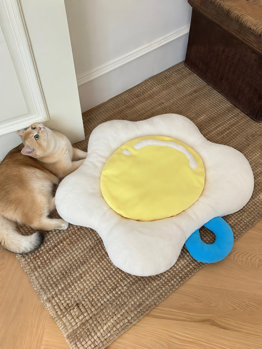 Fried-Egg Plush Pet Mat