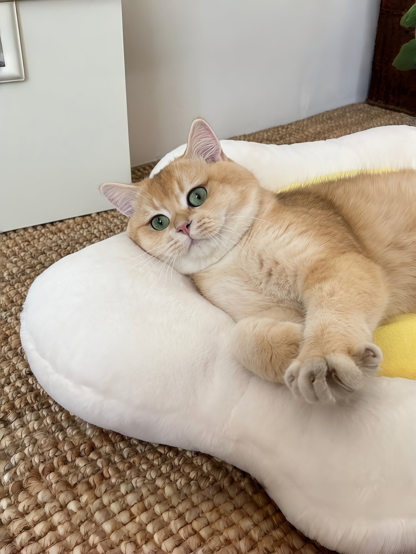Fried-Egg Plush Pet Mat