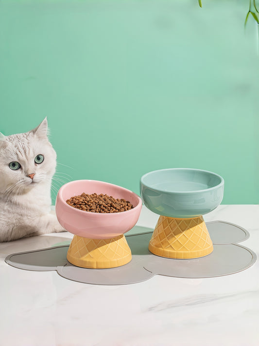 Ice-Cream Style Ceramic Cat Bowl