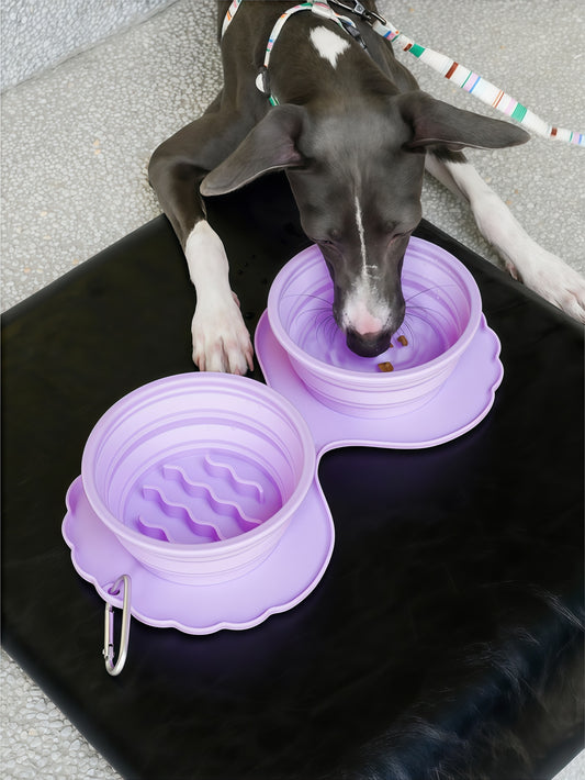 Shell-Shaped Collapsible Double Pet Travel Bowl
