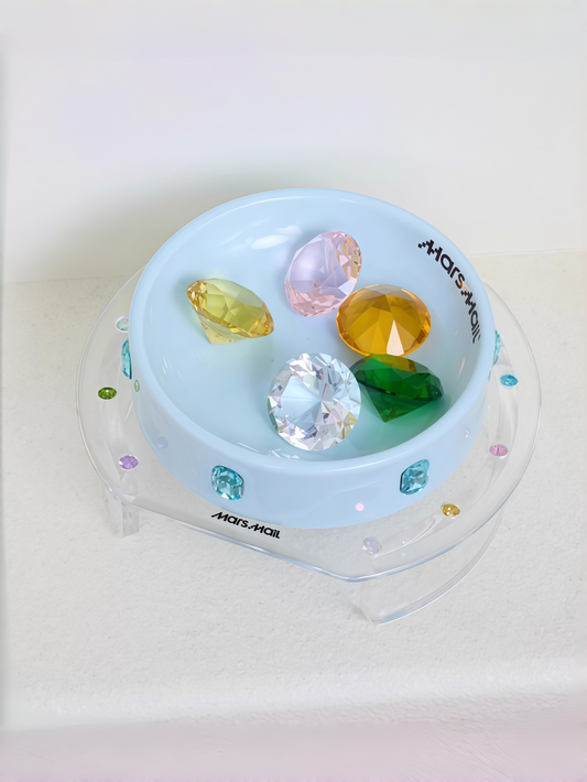 Tower-Inspired Crystal Accent Ceramic Pet Bowl