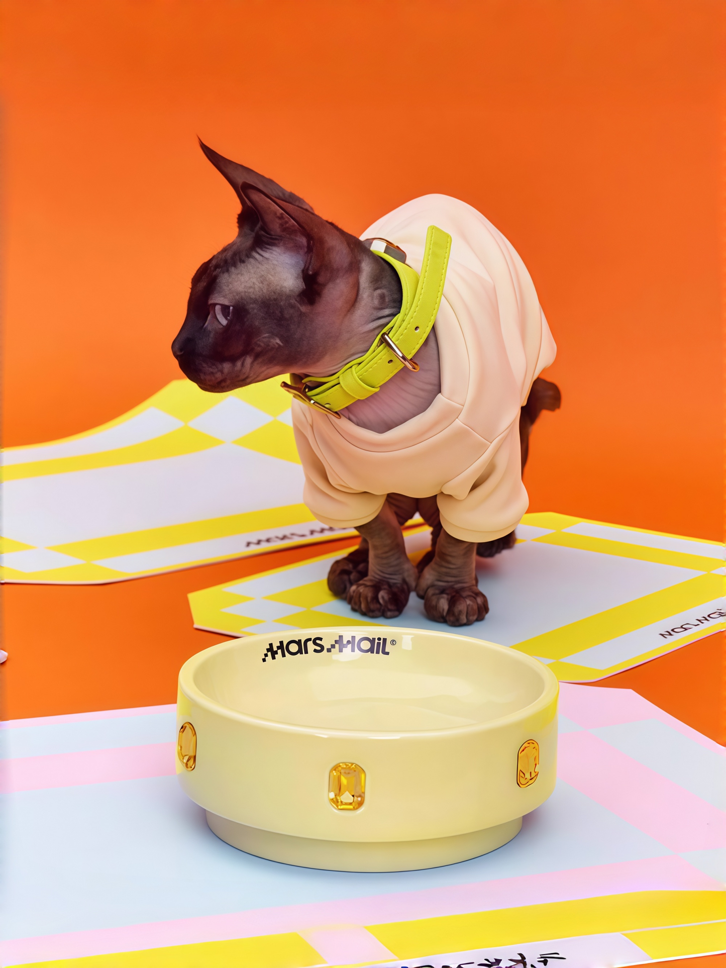 Tower-Inspired Crystal Accent Ceramic Pet Bowl