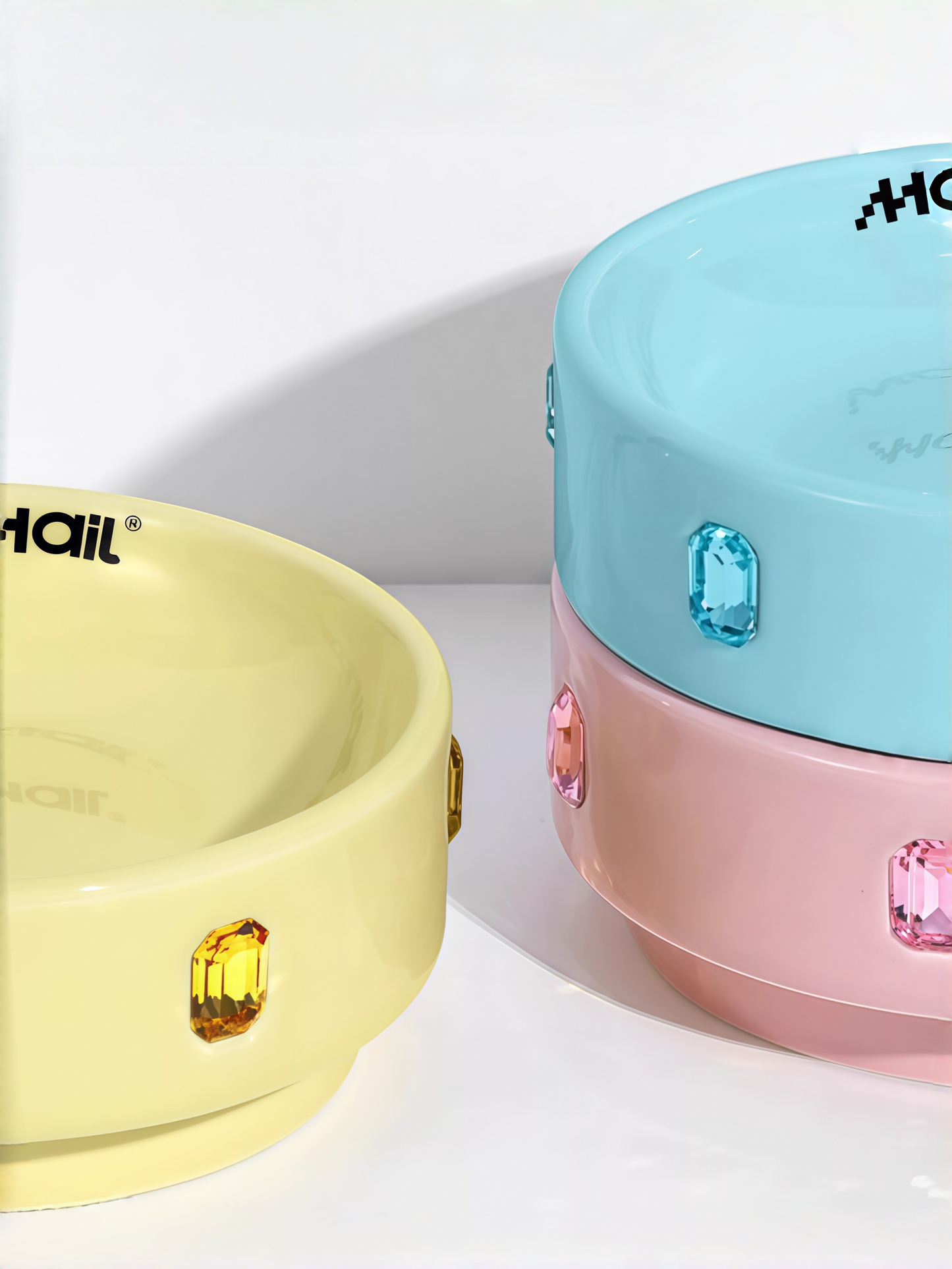 Tower-Inspired Crystal Accent Ceramic Pet Bowl